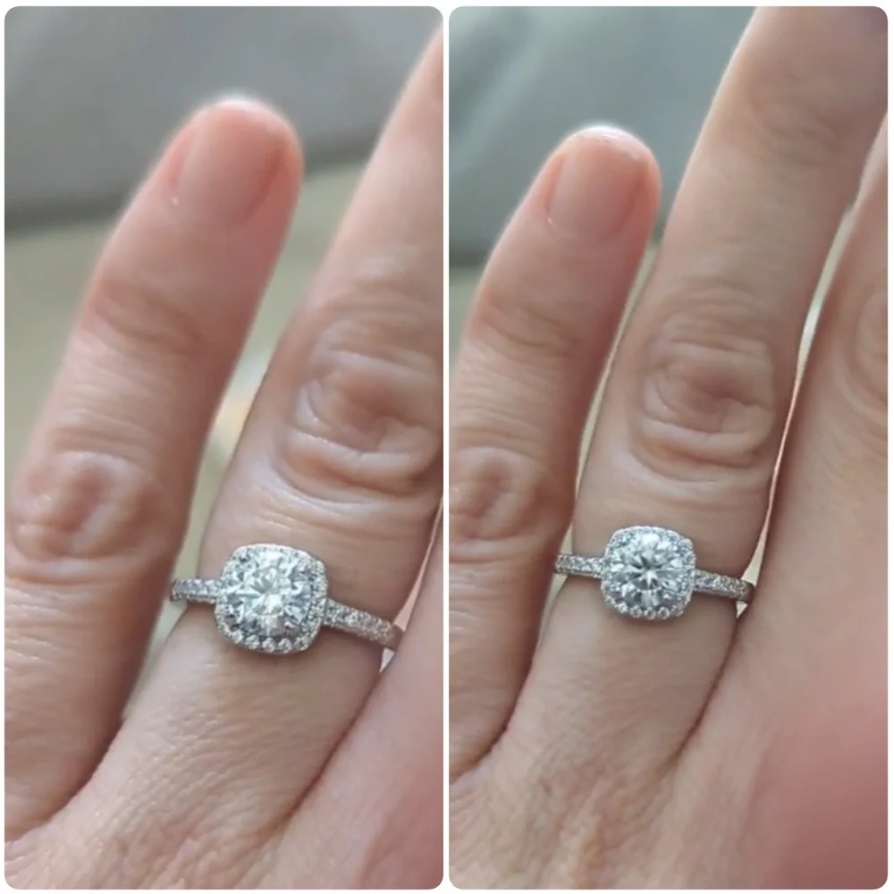 💍Beautiful Sterling Silver Classic .5C Cushion Cut Moissanite Diamond Ring.